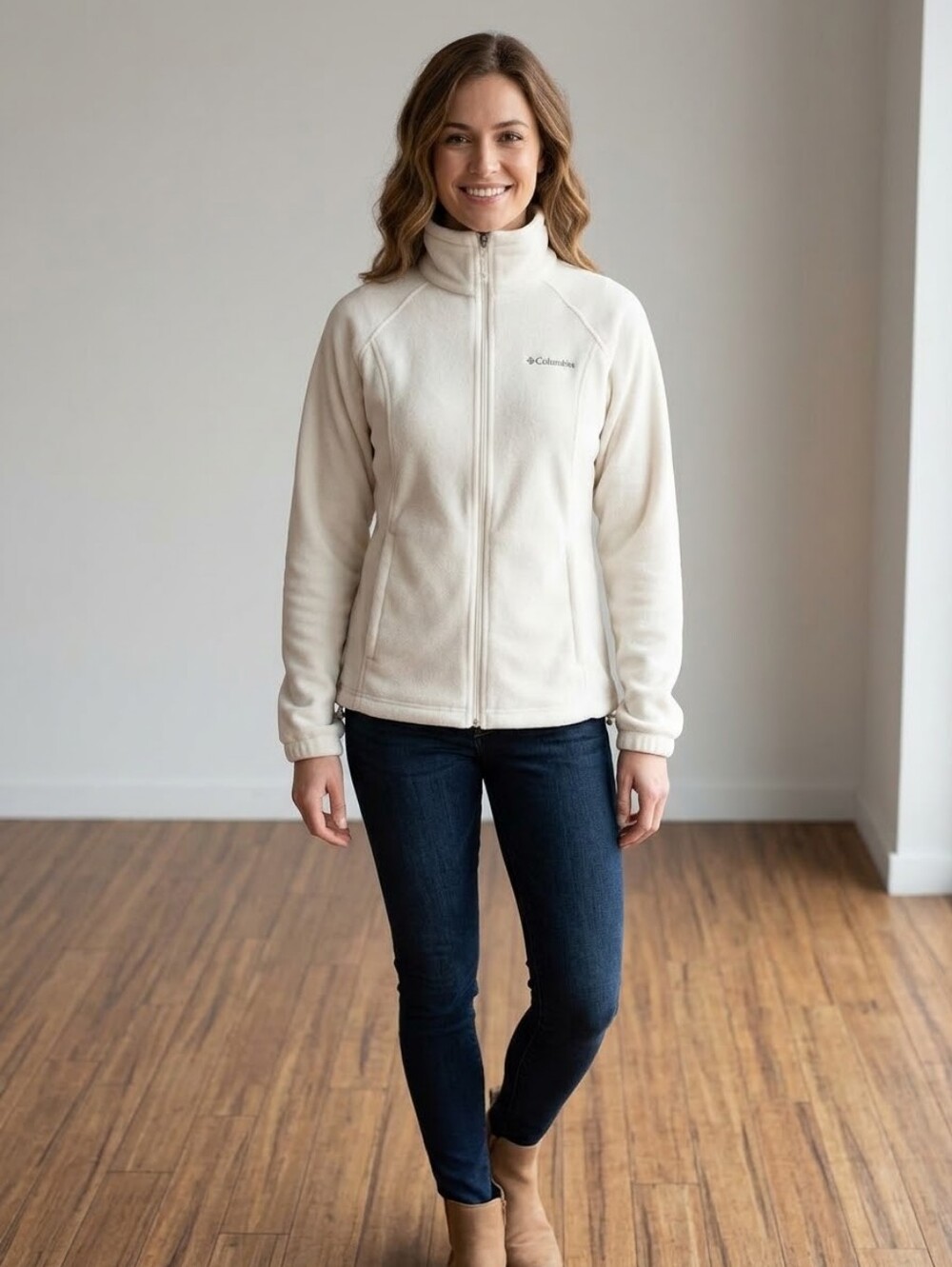 Columbia Women's Cream Full-Zip Teddy Jacket